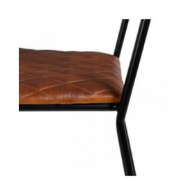 Sedia da Sala da Pranzo Marrone Nero Pelle Ferro 45 x 53 x 86 cm