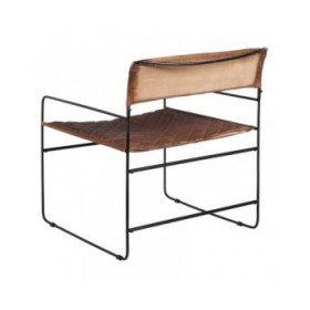 Sedia da Sala da Pranzo Marrone Nero Pelle Ferro 76 x 75 x 89 cm