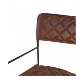 Sedia da Sala da Pranzo Marrone Nero Pelle Ferro 76 x 75 x 89 cm