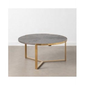 Tavolino da Caffè Dorato Marrone scuro 90 x 90 x 45 cm