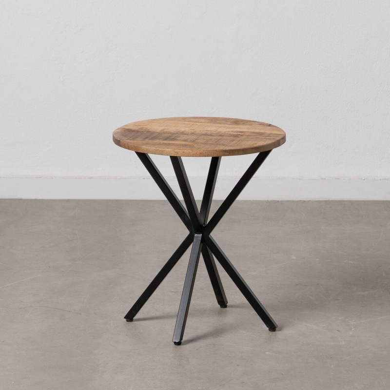 Tavolo aggiuntivo Nero Naturale Legno Metallo Ferro legno e metallo Legno di mango 43 x 43 x 49 cm