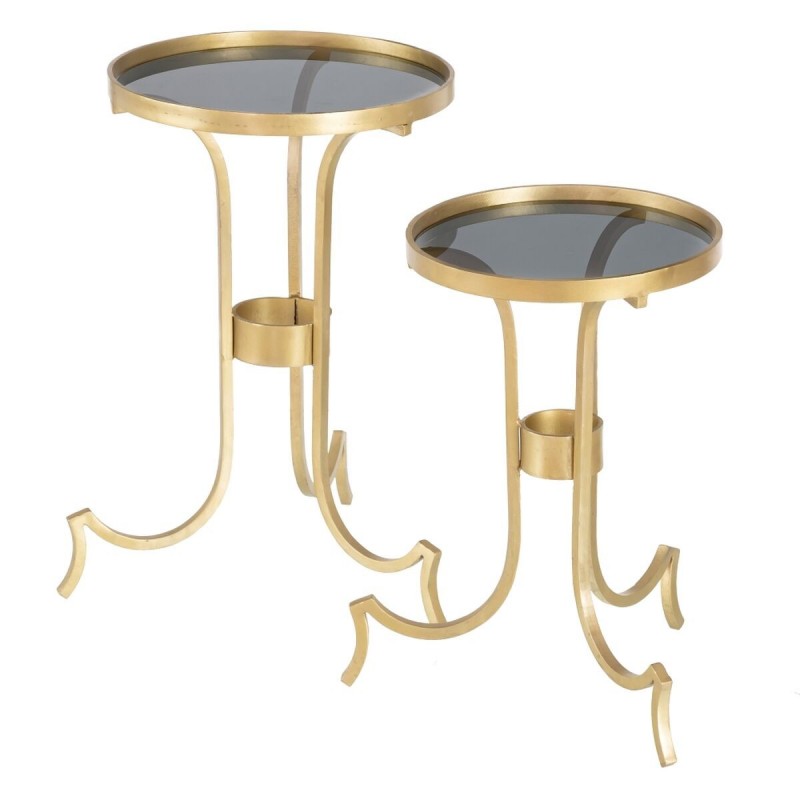 Set di 2 tavoli Dorato Affumicato 38,5 x 38,5 x 61 cm (2 Unità)