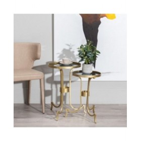 Set di 2 tavoli Dorato Affumicato 38,5 x 38,5 x 61 cm (2 Unità)