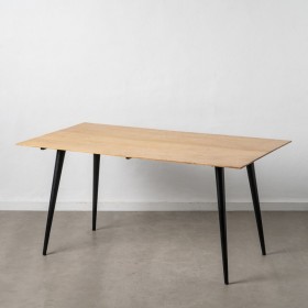 Tavolo da Pranzo Naturale Nero Legno Ferro 160 x 90 x 77 cm