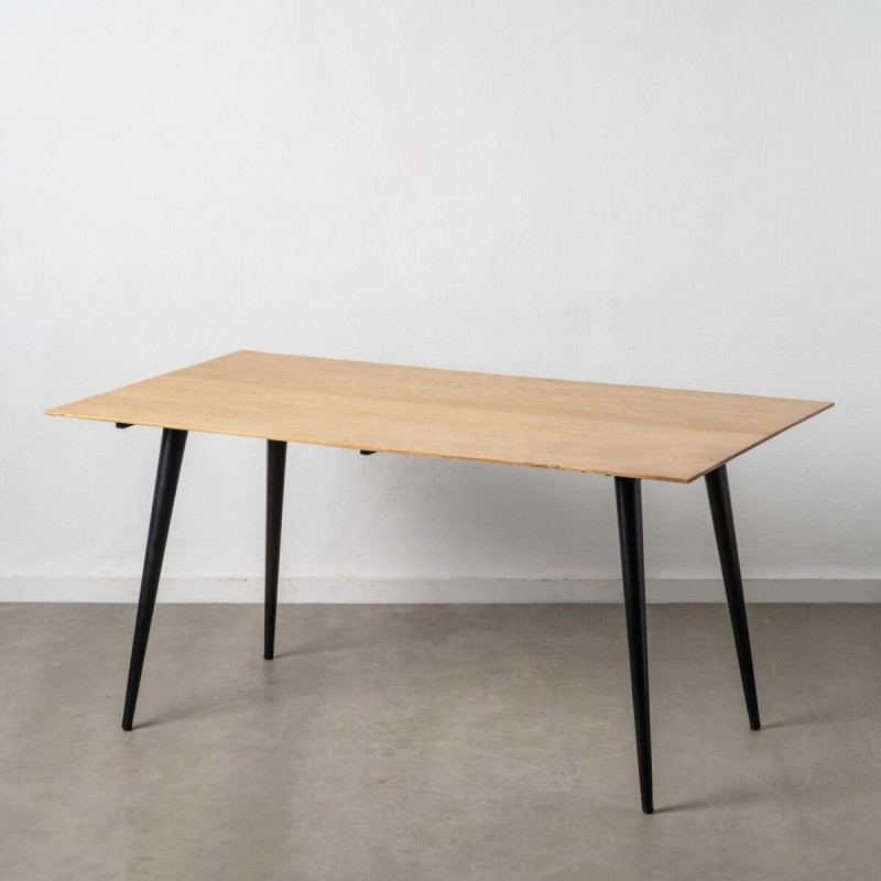 Tavolo da Pranzo Naturale Nero Legno Ferro 160 x 90 x 77 cm