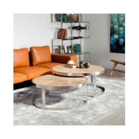 Tavolino da Caffè Argentato Naturale 100 x 100 x 45 cm (2 Unità)