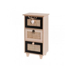 Scatola-Portagioie HEARTS Bianco Nero Naturale Canna Plastica Legno MDF 17 x 11 x 32 cm