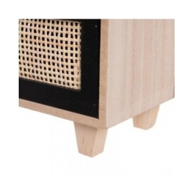 Scatola-Portagioie HEARTS Bianco Nero Naturale Canna Plastica Legno MDF 17 x 11 x 32 cm