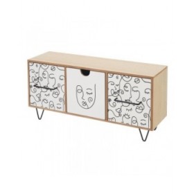 Scatola-Portagioie ONE LINE Bianco Nero Naturale Legno MDF 40 x 12 x 20 cm