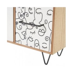 Scatola-Portagioie ONE LINE Bianco Nero Naturale Legno MDF 40 x 12 x 20 cm