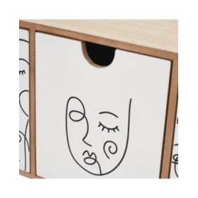 Scatola-Portagioie ONE LINE Bianco Nero Naturale Legno MDF 40 x 12 x 20 cm