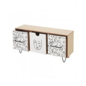 Scatola-Portagioie ONE LINE Bianco Nero Naturale Legno MDF 40 x 12 x 20 cm