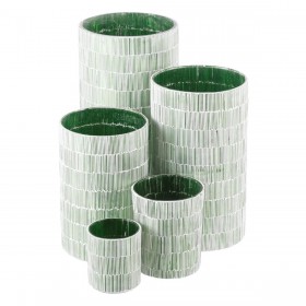 Portacandele Verde Cristallo Cemento 13 x 13 x 20 cm