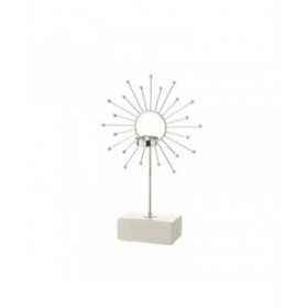 Portacandele Bianco Argentato Ceramica Ferro 18,4 x 8,4 x 29,1 cm
