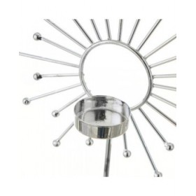 Portacandele Bianco Argentato Ceramica Ferro 18,4 x 8,4 x 29,1 cm