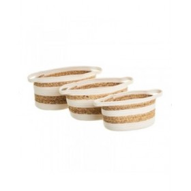 Set di Cesti Bianco Naturale Cotone Giacinto d'acqua (3 Unità)