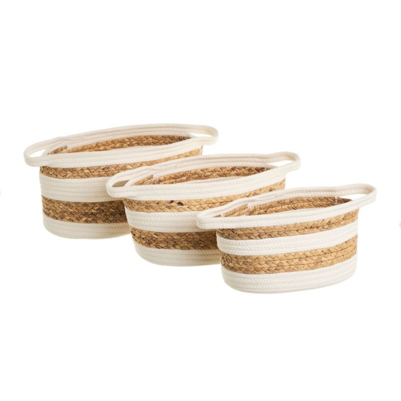Set di Cesti Bianco Naturale Cotone Giacinto d'acqua (3 Unità)