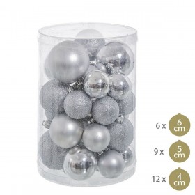 Palle di Natale Argentato Plastica Porporina 12,5 x 12,5 x 27 cm (27 Unità)