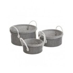 Cestino Multiuso Bianco Grigio Poliestere (3 Unità)