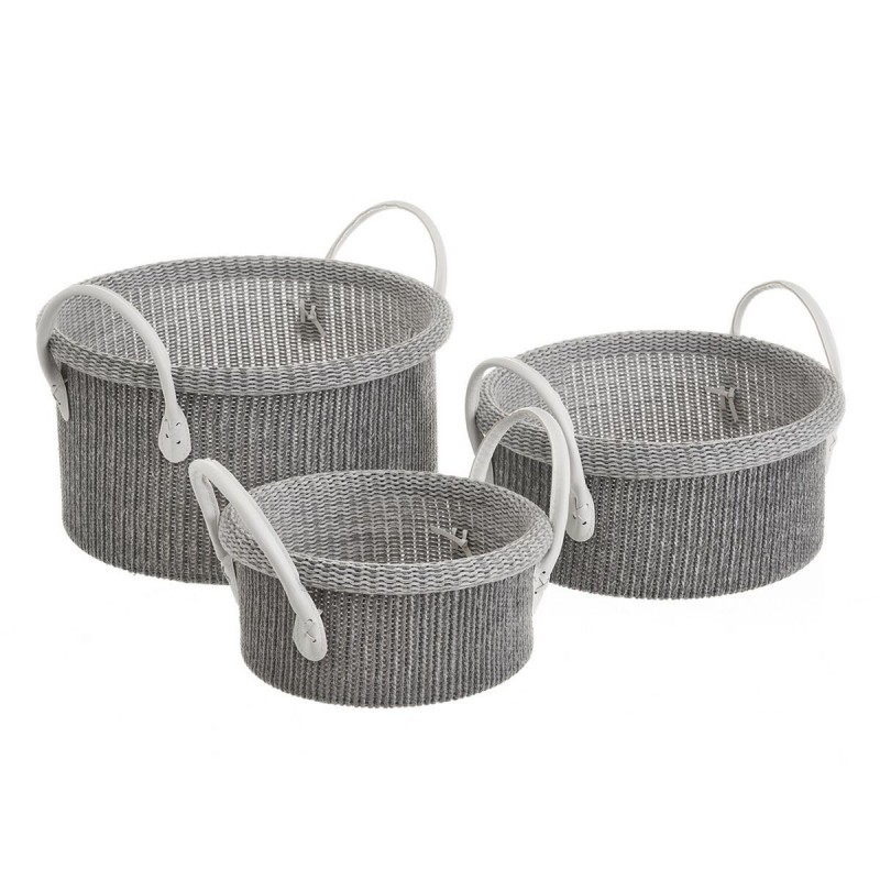 Cestino Multiuso Bianco Grigio Poliestere (3 Unità)