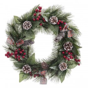 Ghirlanda di Natale Bianco Rosso Verde Naturale PVC 40 cm