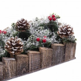 Portacandele Natalizio Bianco Rosso Verde Naturale Legno Cristallo Plastica 30 x 15 cm