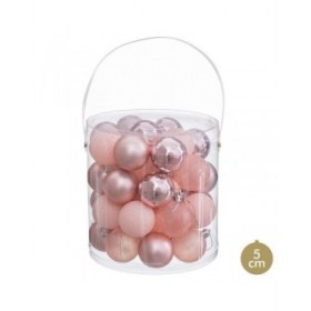 Palle di Natale Rosa Plastica Ø 5 cm (40 Unità)