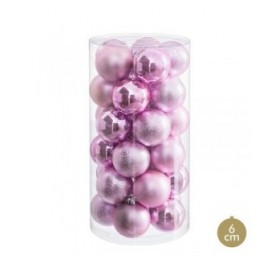 Palle di Natale Rosa Plastica Ø 6 cm (30 Unità)