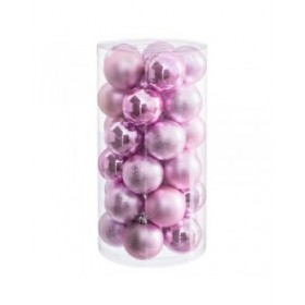 Palle di Natale Rosa Plastica Ø 6 cm (30 Unità)
