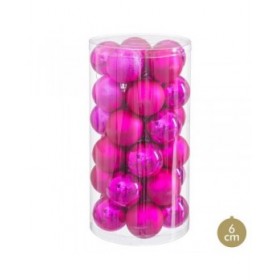Palle di Natale Fucsia Plastica Ø 6 cm (30 Unità)