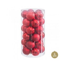 Palle di Natale Rosso Plastica Ø 6 cm (30 Unità)