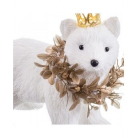 Decorazione Natalizia Bianco Oro Orso 22 x 15 x 20 cm