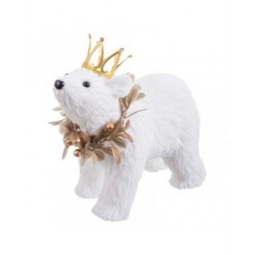 Decorazione Natalizia Bianco Oro Orso 21 x 11 x 18 cm