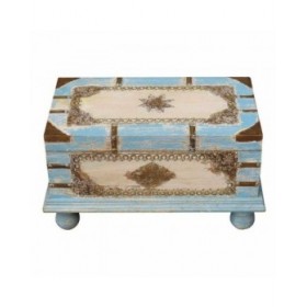 Baule Alexandra House Living Azzurro Legno di mango 28 x 27 x 50 cm Stile artigianale