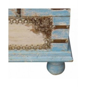 Baule Alexandra House Living Azzurro Legno di mango 28 x 27 x 50 cm Stile artigianale