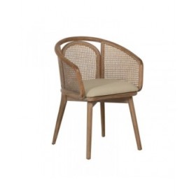 Sedia da Sala da Pranzo Beige Naturale Legno d'albero della gomma Cotone Poliestere 59 x 47 x 81 cm