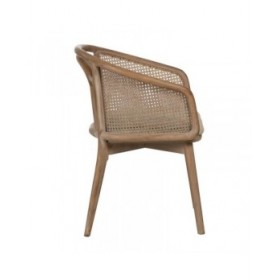 Sedia da Sala da Pranzo Beige Naturale Legno d'albero della gomma Cotone Poliestere 59 x 47 x 81 cm