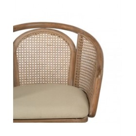 Sedia da Sala da Pranzo Beige Naturale Legno d'albero della gomma Cotone Poliestere 59 x 47 x 81 cm