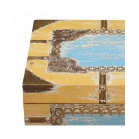 Baule Alexandra House Living Giallo Azzurro Legno di mango 28 x 27 x 50 cm Stile artigianale
