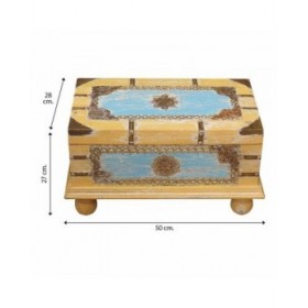 Baule Alexandra House Living Giallo Azzurro Legno di mango 28 x 27 x 50 cm Stile artigianale