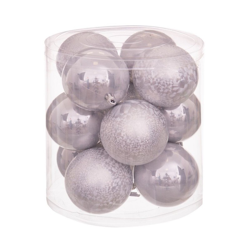 Palle di Natale Argentato Plastica 8 x 8 x 8 cm (12 Unità)