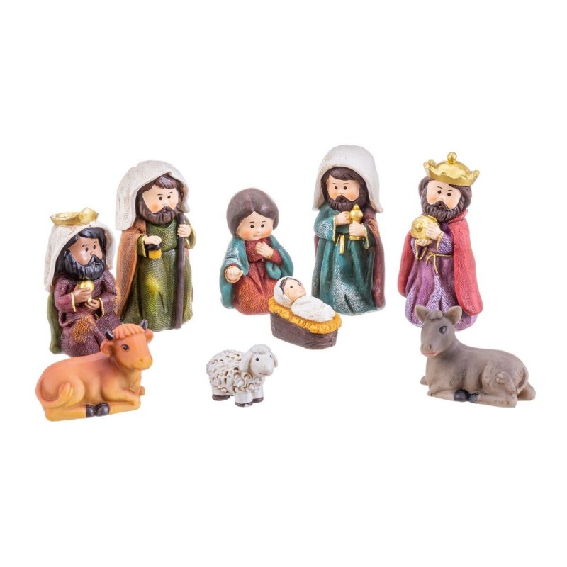 Decorazione Natalizia Multicolore Poliresina Natività/Presepe 9 cm (9 Pezzi)