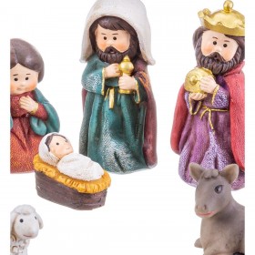 Decorazione Natalizia Multicolore Poliresina Natività/Presepe 9 cm (9 Pezzi)