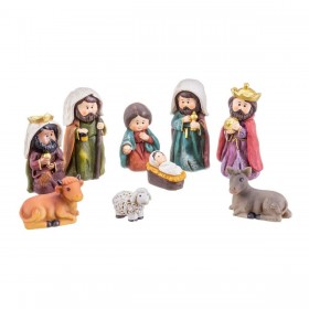 Decorazione Natalizia Multicolore Poliresina Natività/Presepe 9 cm (9 Pezzi)