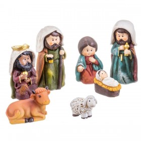 Decorazione Natalizia Multicolore Poliresina Natività/Presepe 9 cm (9 Pezzi)
