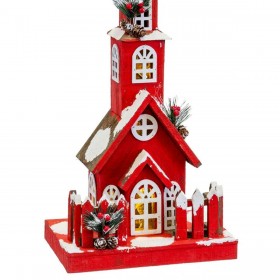 Decorazione Natalizia Rosso Legno Casa 17 x 18 x 56 cm