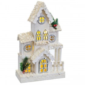 Decorazione Natalizia Bianco Legno Casa 24 x 11 x 39 cm
