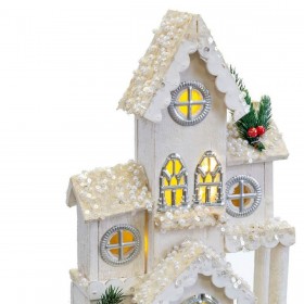 Decorazione Natalizia Bianco Legno Casa 24 x 11 x 39 cm