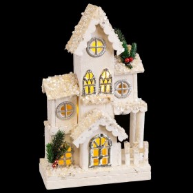 Decorazione Natalizia Bianco Legno Casa 24 x 11 x 39 cm