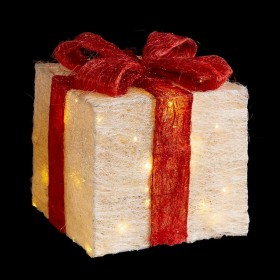Decorazione Natalizia Bianco Rosso Metallo Fibra Pacco Regalo 25 x 25 x 31 cm (3 Unità)
